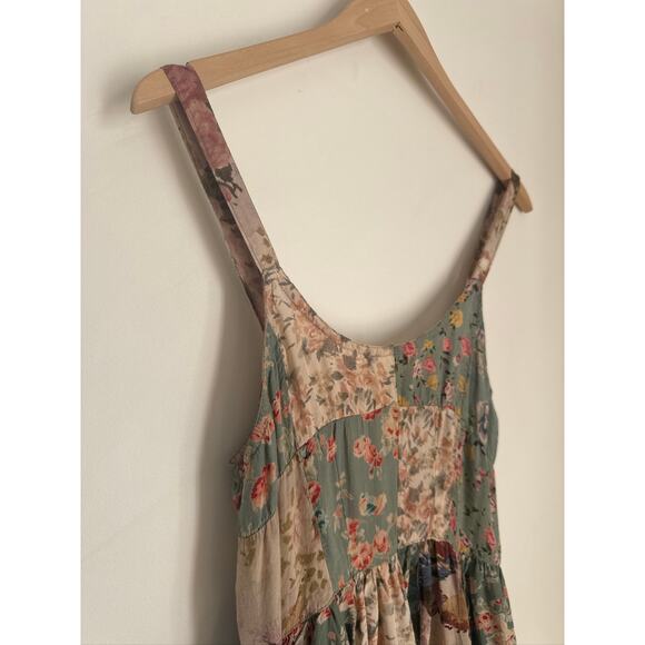 Floral Patchwork Handmade Tiered Sundress - Multicolor, US S - Picture 3 of 5